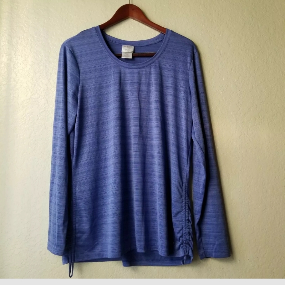Danskin Now Women's Blue Long Sleeve Active Top Size Large (16-18)